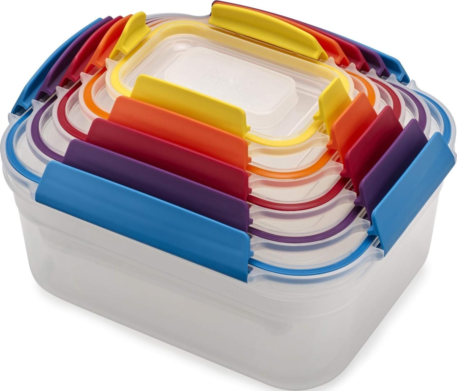 Joseph Joseph Nest Lock Plastic BPA Free Food Storage Container Set with Lockable Airtight Leakproof Lids, 10-Piece, Multi-Color