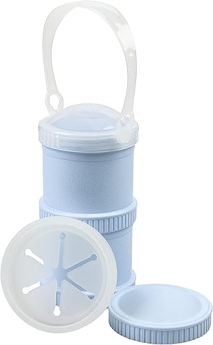 Re-Play Hecho en Estados Unidos - 2 recipientes para aperitivos para niños con 3 tapas de almacenamiento de plástico, 1 tapa de silicona para