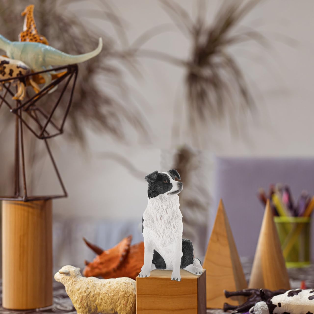 VICASKY Realistic Border Collie Dog Model Figurine Simulated Puppy Decoration Resin Animal Figure for Boys and Girls Educational Toy for Pet Lovers Indoor and Outdoor Display - Image 3