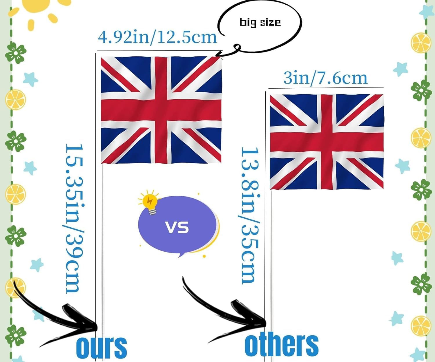 50 Pack 4.92"x3.81" Marking Flag Union Jack UK Flag with 15.3" Steel Pole Yard Markers Flags Landscape Sprinkler Flags Dog Fence Britain for Fence Yard Lawn PVC - Image 4
