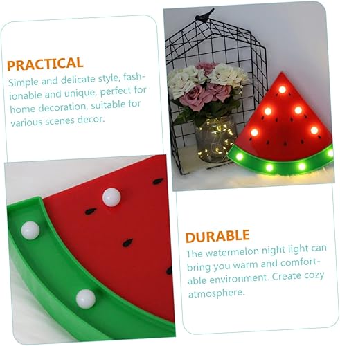 Miniatura 8 de Housoutil Luz nocturna de sandía, letreros LED de marquesina, lámparas de escritorio, decoraciones de fiesta de sandía, letrero de neón para