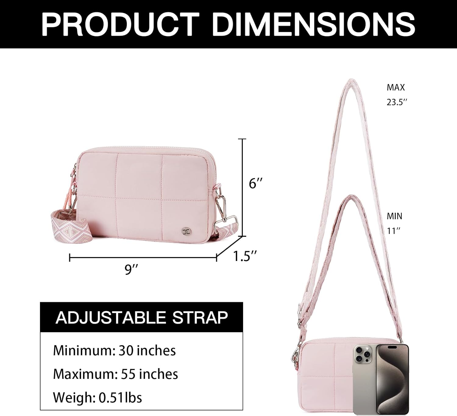 Telena Crossbody Bags for Women Cross Body Purse with Guitar Strap Lightweight Puffer Shoulder Bag for Travel - Image 4