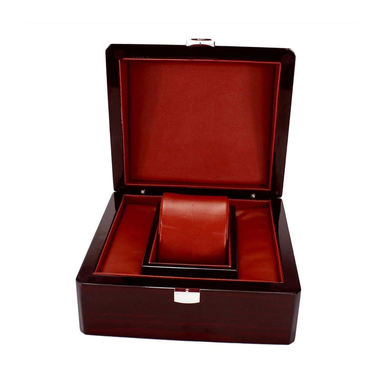 XBTGS Uhrenbox aus glänzendem Holz, für Uhren, Armbänder, Leder, Kissenbox, Schmuck-Organizer, Halskettenständer, Schmuck- und Uhren-Aufbewahrung, Organizer, Uhrenetuis für Herren