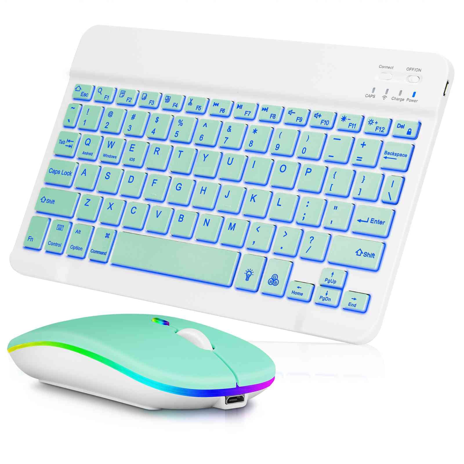 UX030 Lightweight Keyboard and Mouse with Background RGB Light, Multi Device Slim Rechargeable Keyboard Bluetooth 5.1 and 2.4GHz Stable Connection Keyboard Compatible with Dell Latitude E6540 Laptop