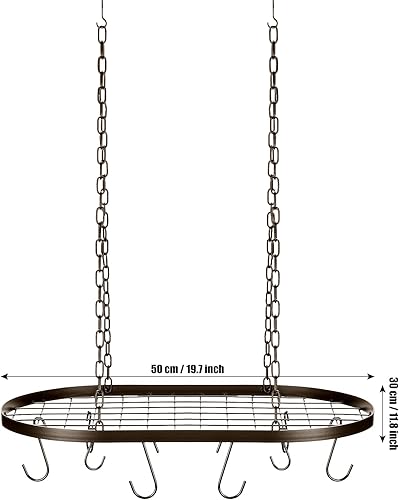 Miniatura 8 de Organizador de ollas y sartenes de 20 pulgadas con 20 ganchos en S para el hogar, restaurante, utensilios de cocina, utensilios, libros, hogar