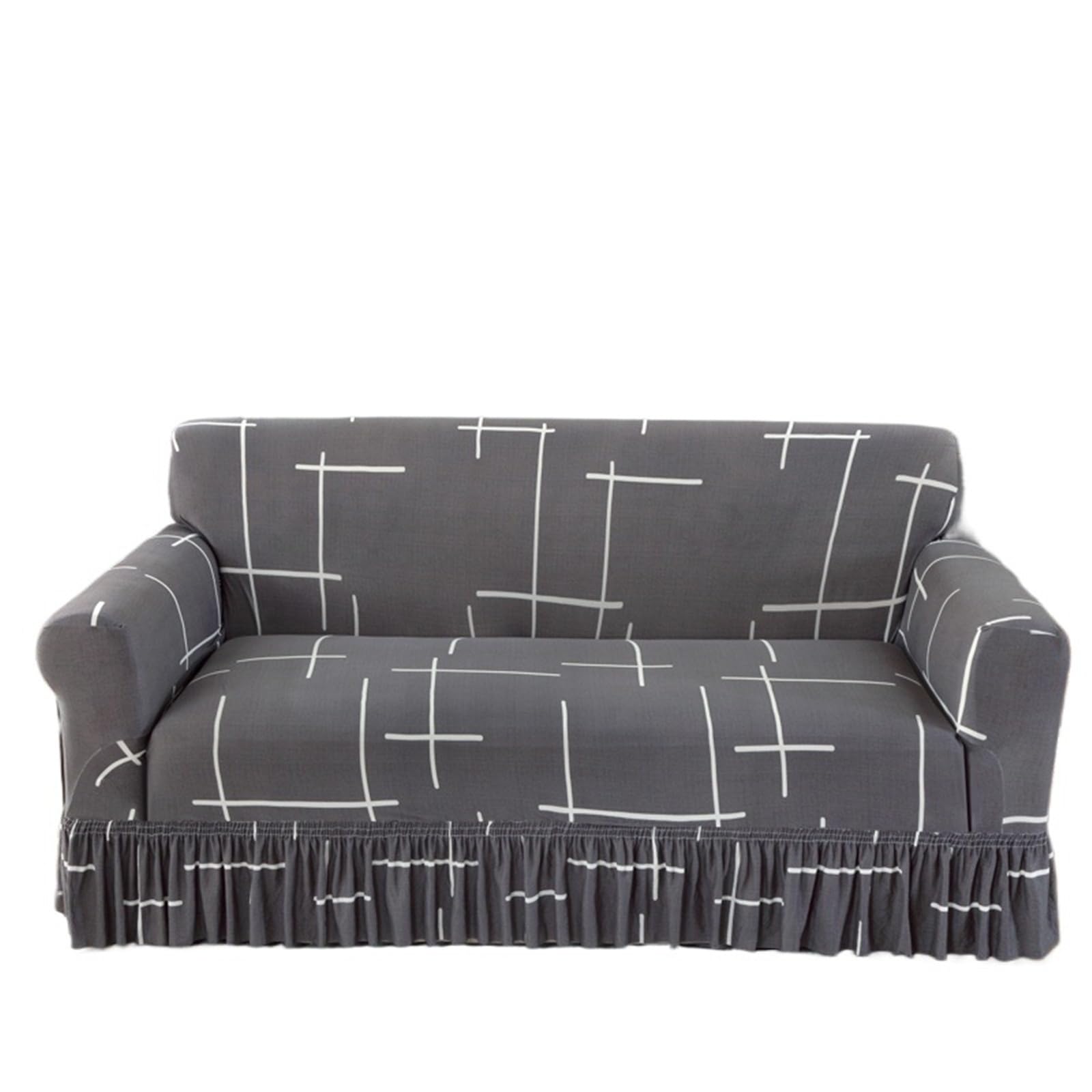 GCYEIDMA Skirt Sofa Cover 1/2/3/4 Seater Sofa Couch Cover with Skirt Washable Elastic Stretchable Easy Fit Universal Furniture Protector(Color 18,3-seater(190-230cm))
