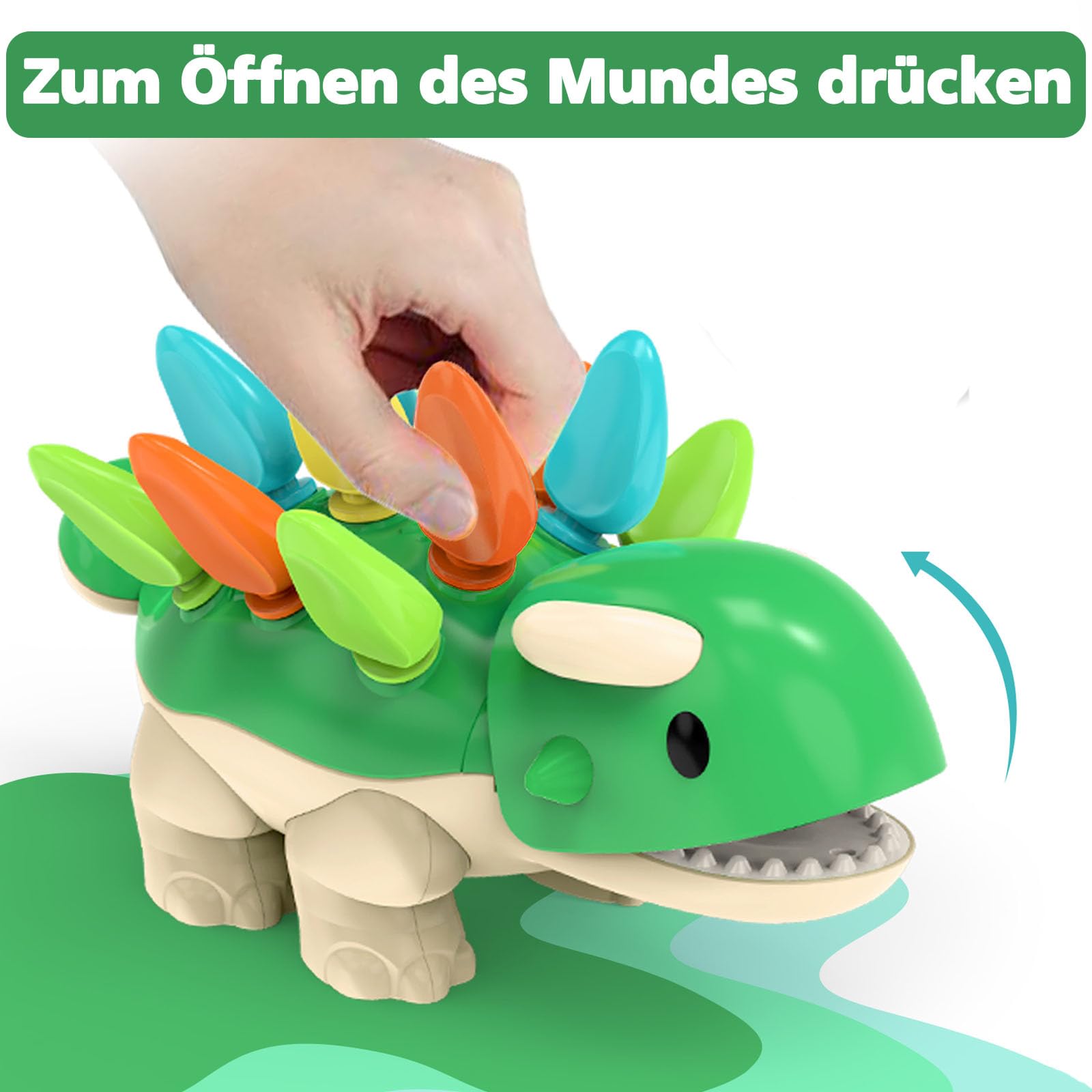 Jouet Sensoriel Dinosaure Montessori - 12 Pics Colorés, Motricité Fine, Pour Bébé 1-3 Ans, Cadeau éducatif