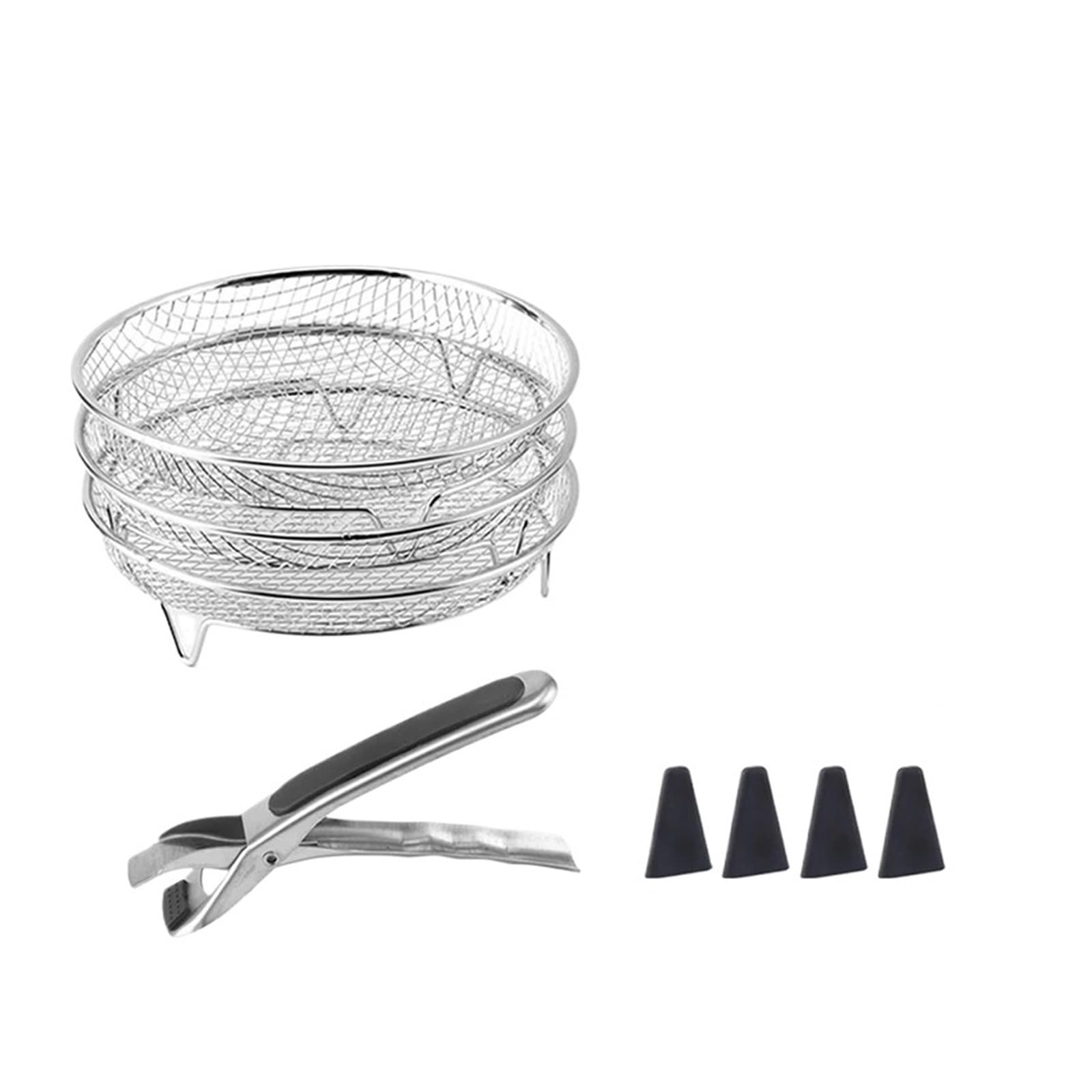 Griglia for friggitrice ad aria a 3 strati adatta for friggitrici da forno Utensili cucina impilabili in acciaio inossidabile Cuocere più alimenti(Set4-8PCS)
