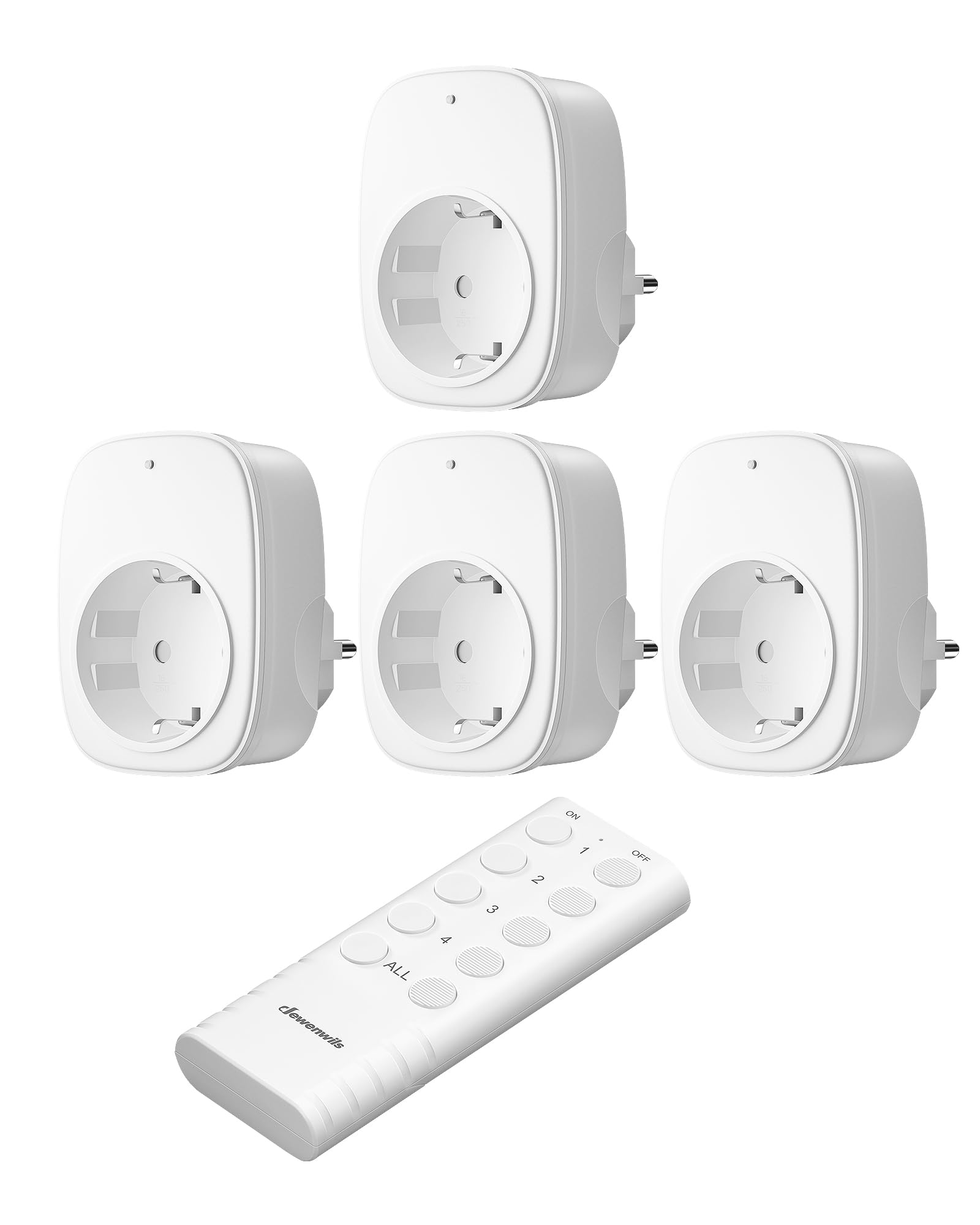 DEWENWILS Enchufe Inalámbrico con Control Remoto, Interruptor de Pared Inalámbrico de Encendido/Apagado, 16A 3680W, Material Ignífugo, Interruptor de Luz Expandible, 50M Alcance, 1V4 Preprogramado Global Recycled Standard Global Recycled Standard Global Recycled Standard