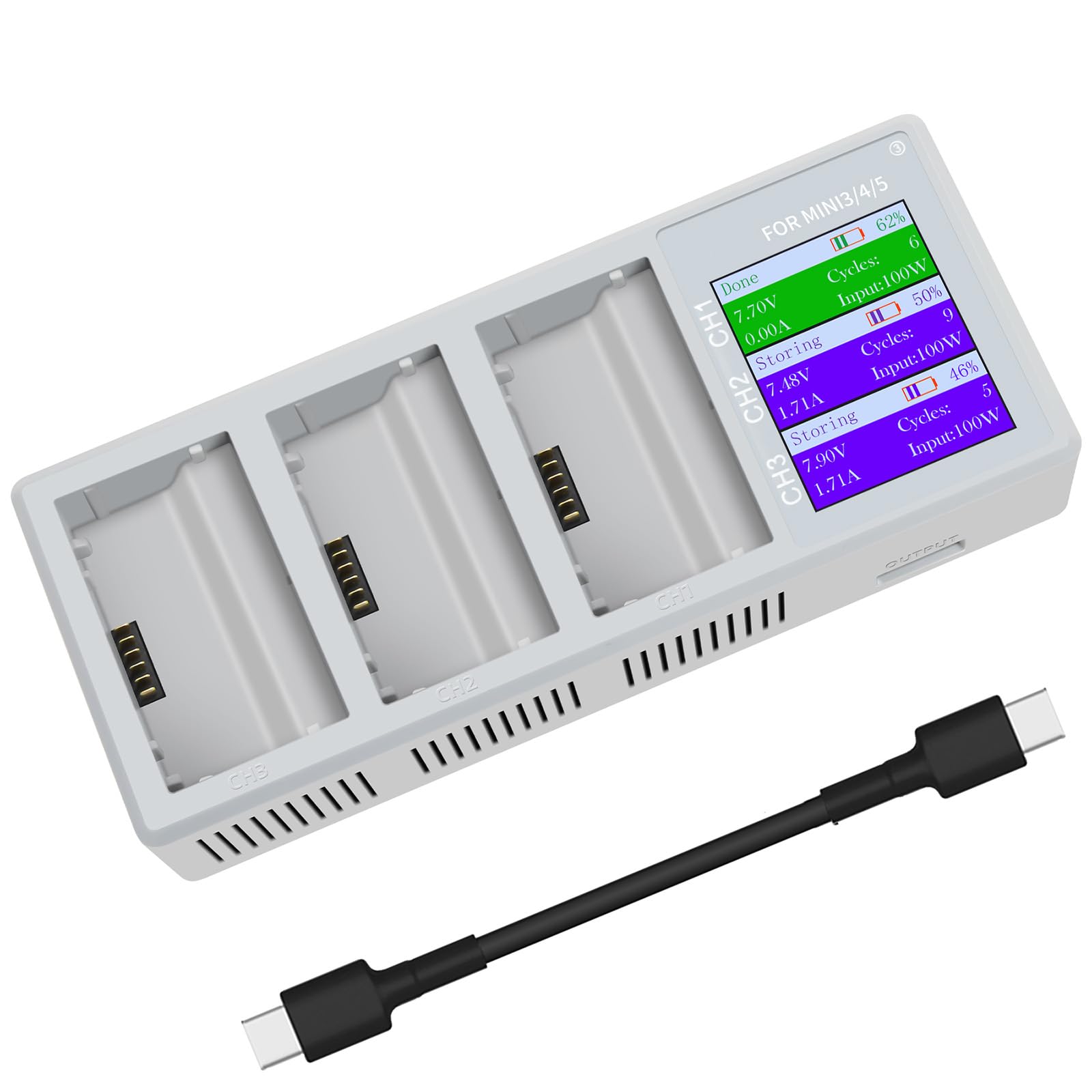 Stazione di ricarica intelligente della batteria da 100W con display a
