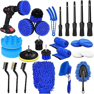 OBEST Kit de nettoyage de voiture, 26 pièces, kit d'entretien et de nettoyage pour le nettoyage intérieur et extérieur des voitures, nettoyage domestique