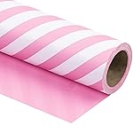 WRAPAHOLIC 30 Inch Reversible Wrapping Paper - Jumbo Roll Pink and Stripes Design for Birthday, Holiday, Wedding, Baby Shower Wrap - 30 Inch x 33 Feet