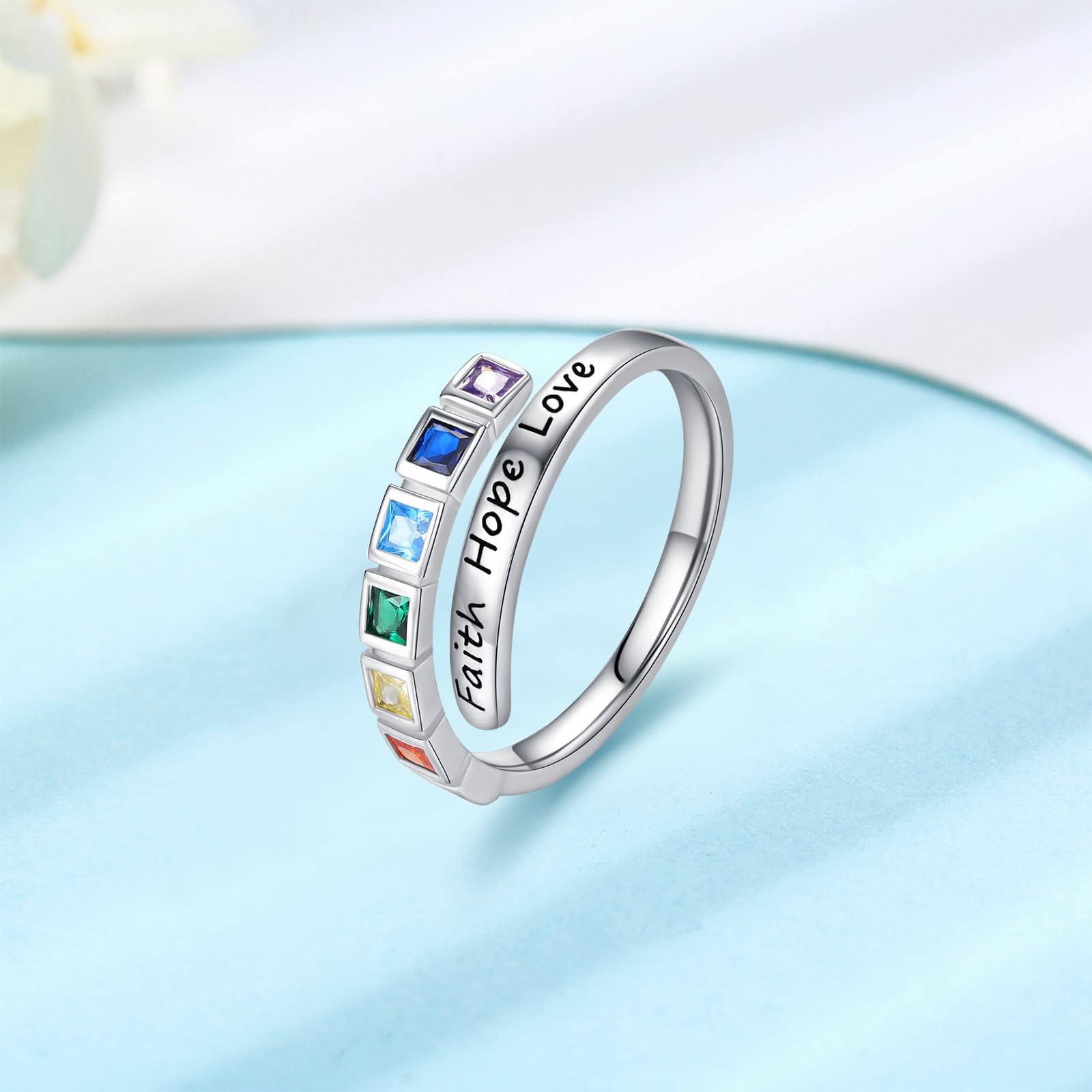 Bague en argent sterling 925 réglable avec chakra - Bijou de yoga - Cadeau de guérison pour femme et fille