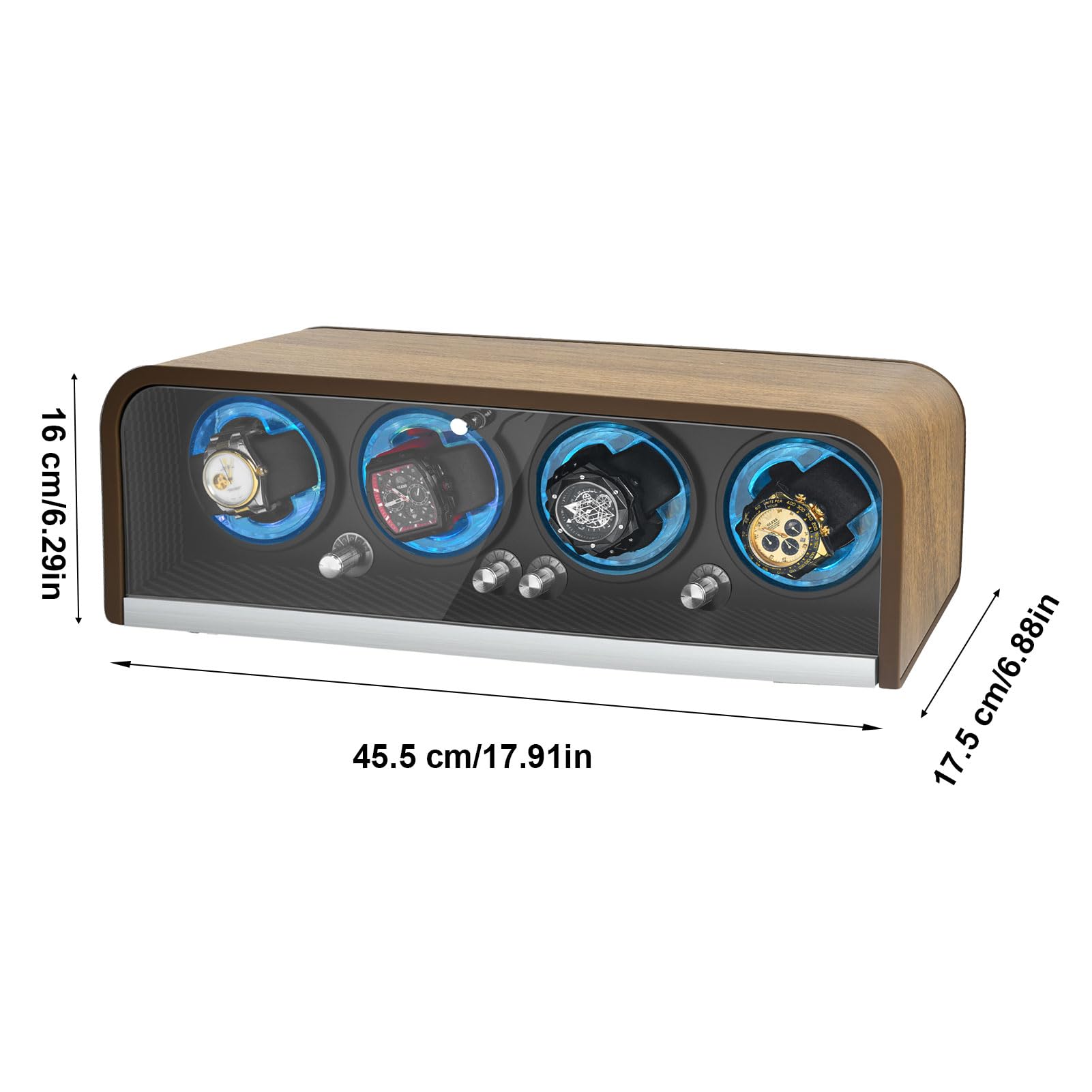 Watch Winder for 1/2/4 Automatic Watches,with Super Quiet Motor, Flexible Watch Pillows