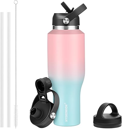 HYDROWION - Botella de agua aislada al vacío, botella de agua de 40 onzas que cabe en el portavasos del automóvil (fría durante 48 horas, caliente