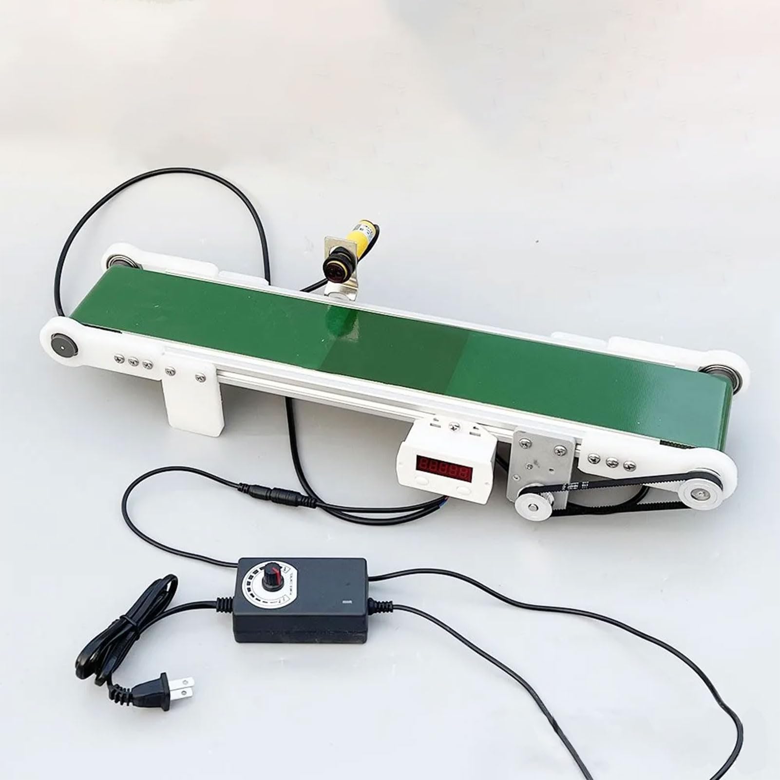 Cinta transportadora de Escritorio pequeña con conteo fotoeléctrico, transportador de línea de Montaje, Dispositivo automático de experimentación por fricción, Velocidad Ajustable