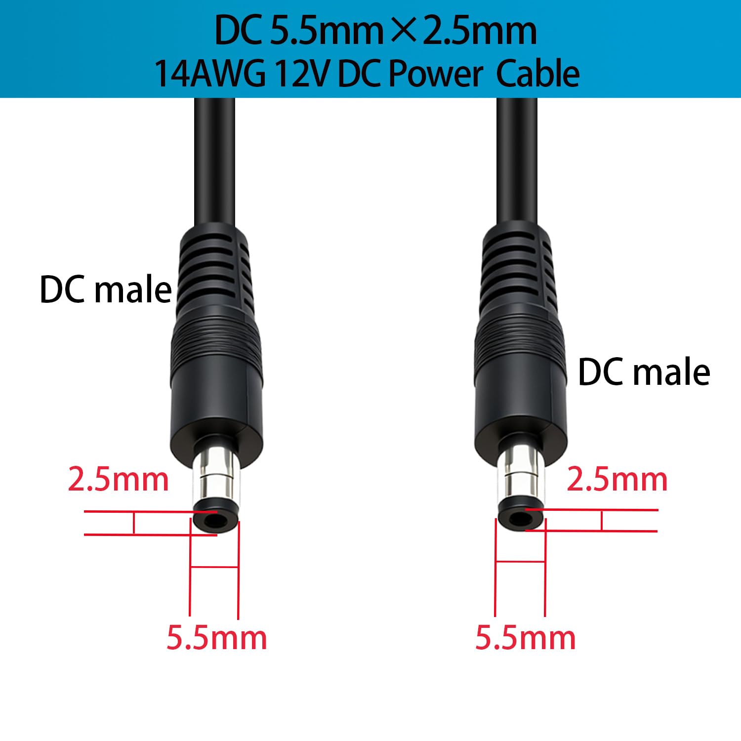 Gleichstrom-Verlängerungskabel, 5,5 mm x 2,5 mm, Stecker auf Stecker, Netzkabel, 19 V, 24 V DC, Netzteil, Stecker-Adapter, für CCTV-Kamera, Solarüberwachung, LED-Lichtstreifen, Konzentratorbox, Auto