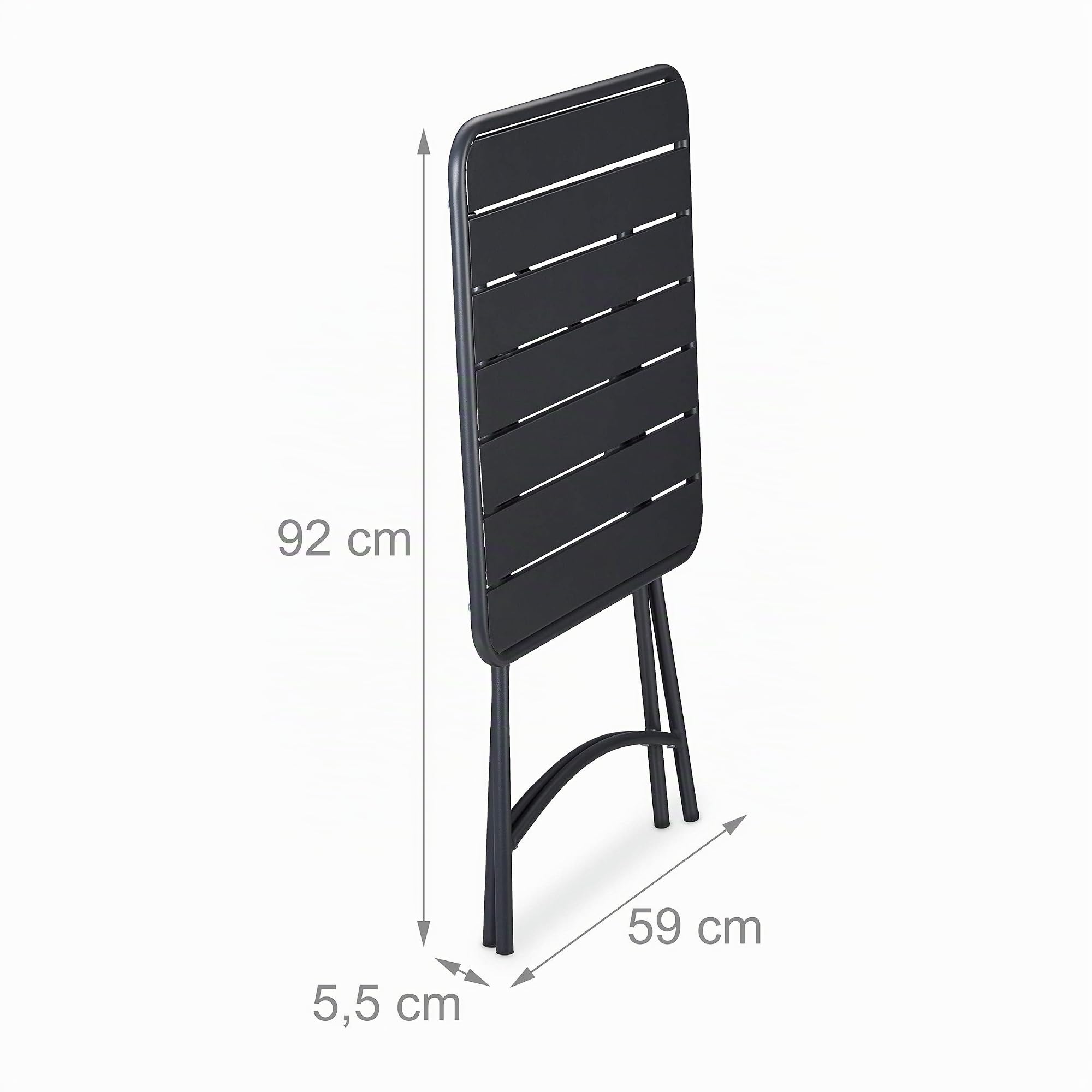 Relaxdays Balkontisch klappbar, Gartentisch quadratisch, HxBxT: 74 x 59 x 59 cm, wetterfest, Klapptisch Stahl, anthrazit