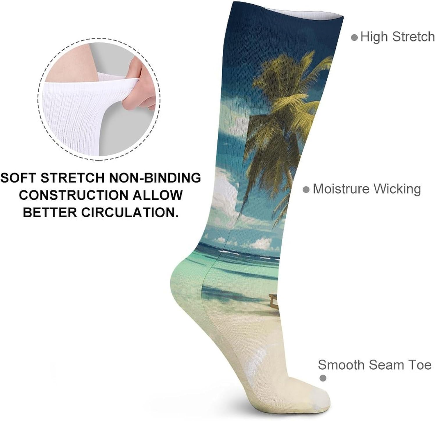 Tropical Holidays Knee High Socks Cozy Knee High Socks Soft Mid-Length Sock for All Seasons Daily Wear Adult
