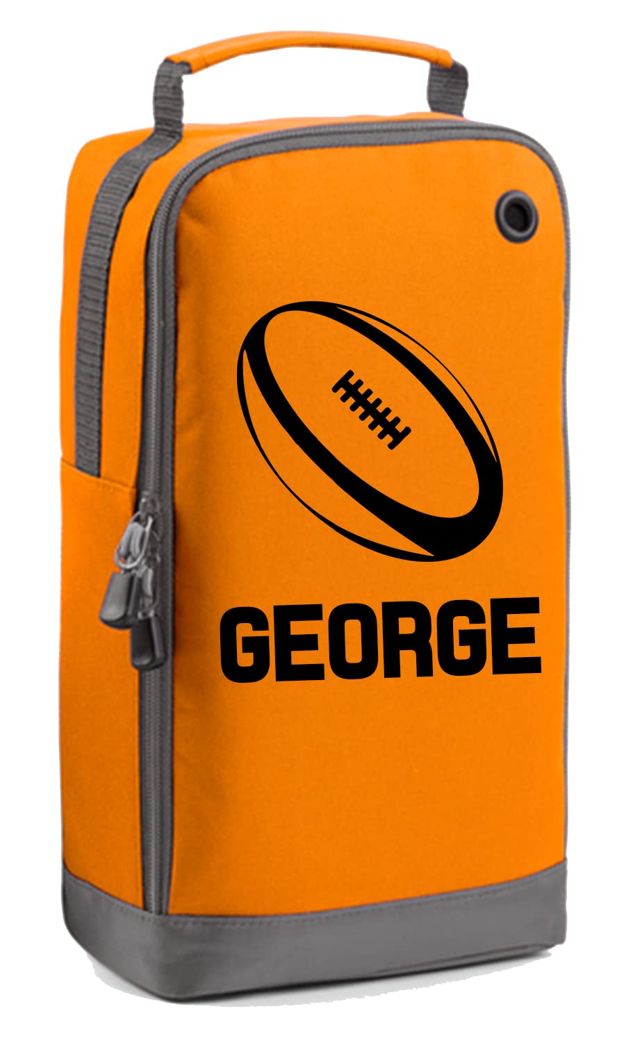 Personalised Name Rugby Bag Boot Bags Custom Children's Sports Bags PE Gym Kit Back to School for Girls Kids (Orange)
