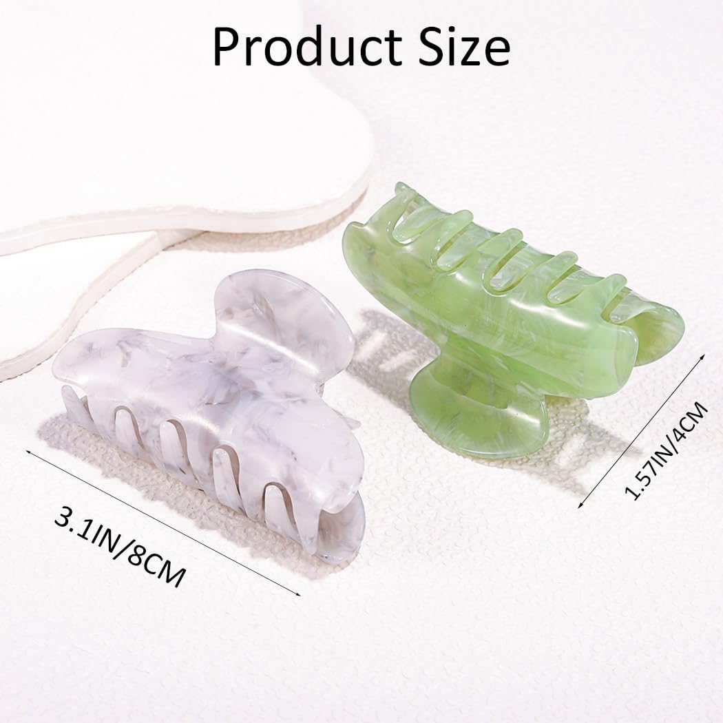 Reaky Acrylic Claw Clip Pink Hair Clips Cute Medium Hair Claws Hair Accessories for Women (Beige+Green) - Image 2