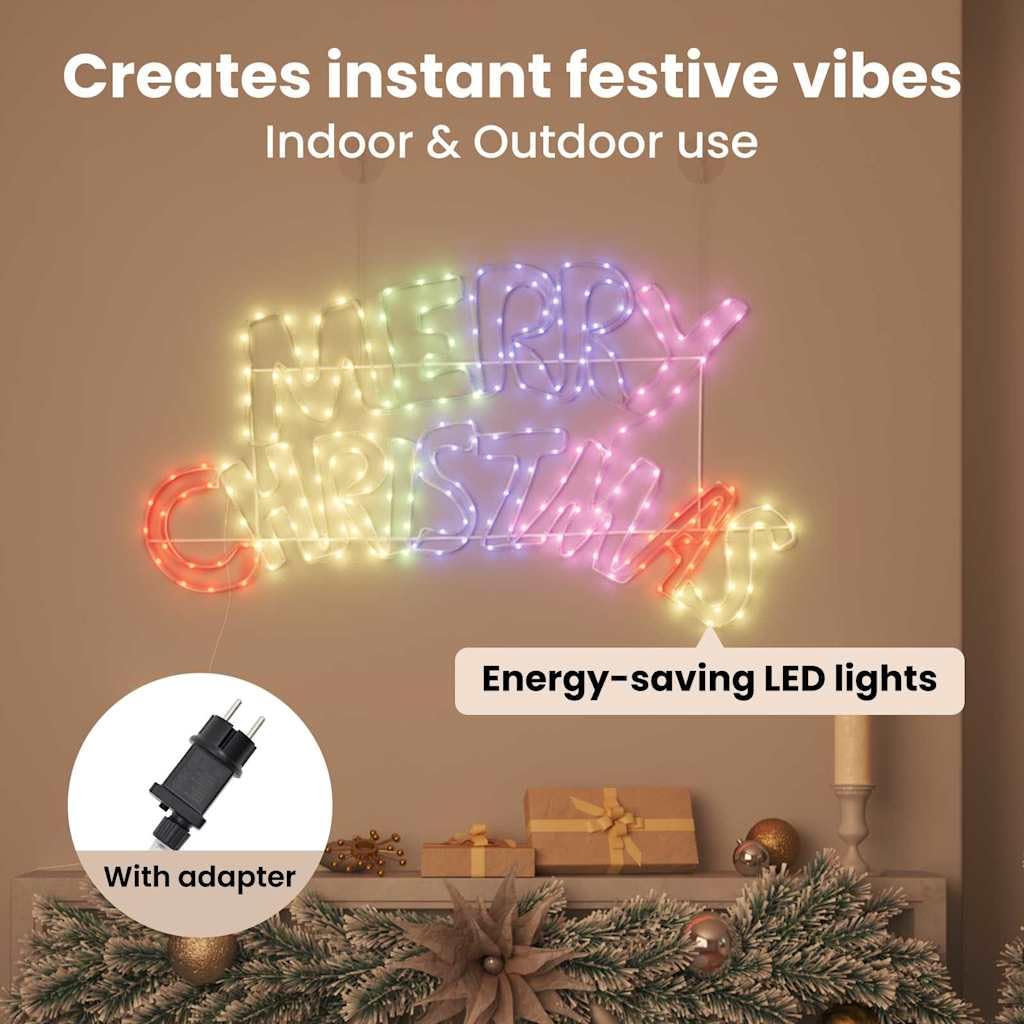vidaXL Cartel de Navidad 240 LED Multicolor 99,5 x 54 cm PVC