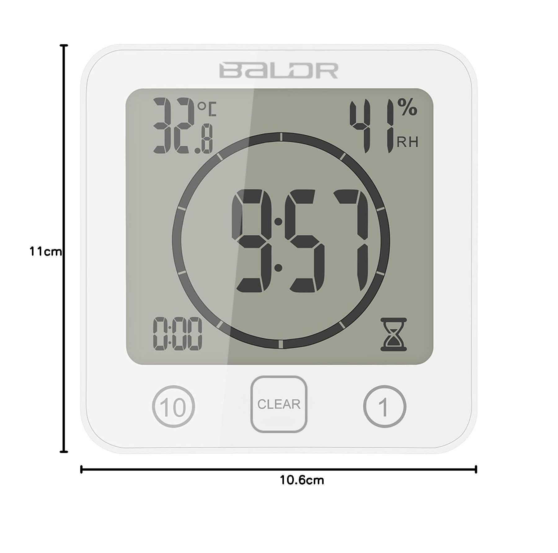 Reloj de baño Reloj de Pared de la Ducha de baño Digital con Alarma Pantalla de Temperatura de Humedad Pantalla LCD Grande Temporizador de Ducha de Cuenta Regresiva