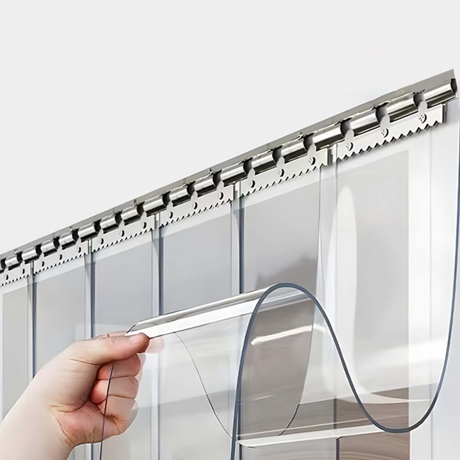 Cortina para puerta de PVC transparente de 2 mm para cámara frigorífica, diferentes tamaños (90 x 255 cm)