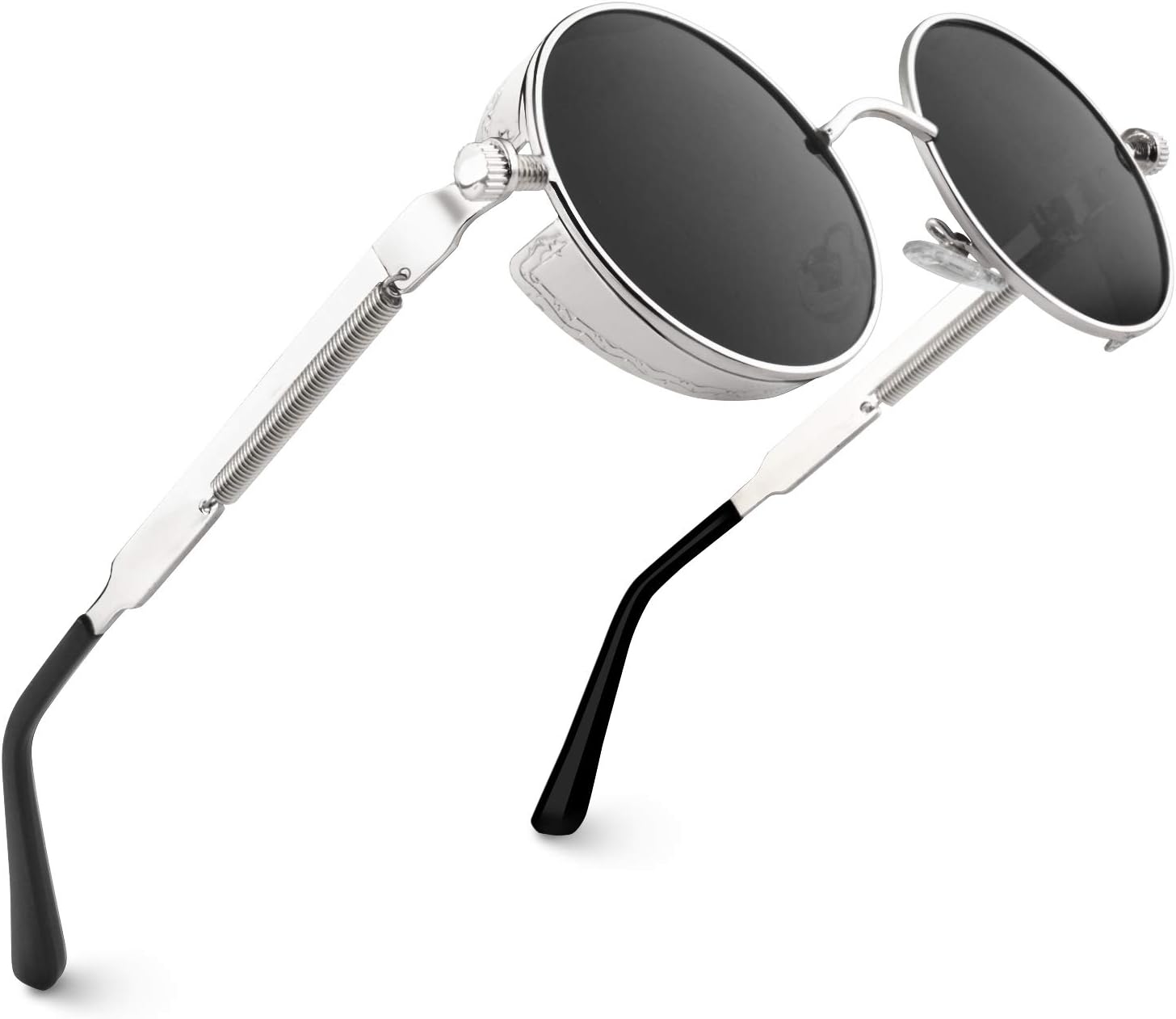 Retro Steampunk Round Polarized Sunglasses Men Womens Metal Circle Frame UV400 Protection E72