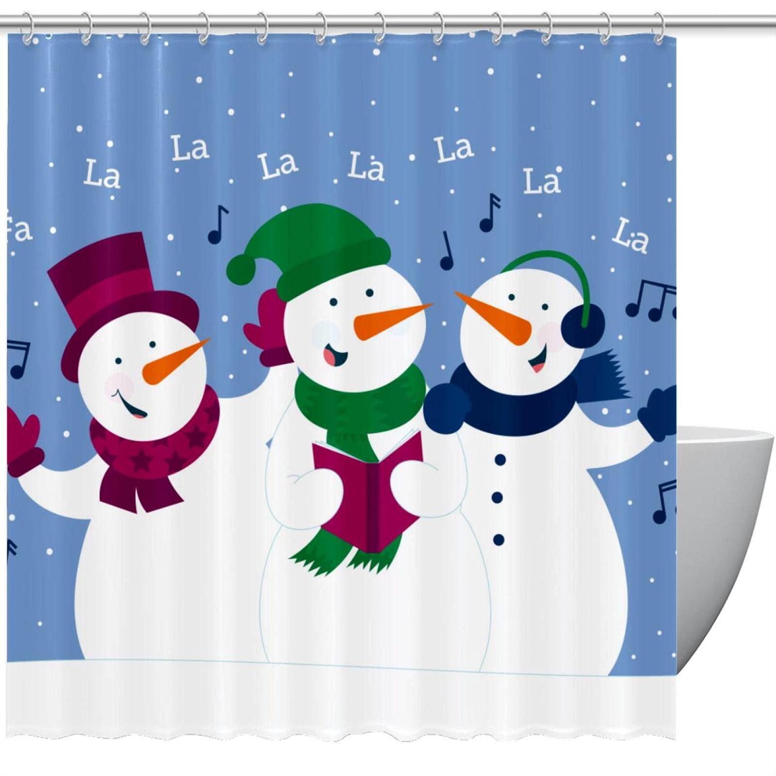 Rideau de douche bonhomme de neige chantant pour la magie de l'hiver