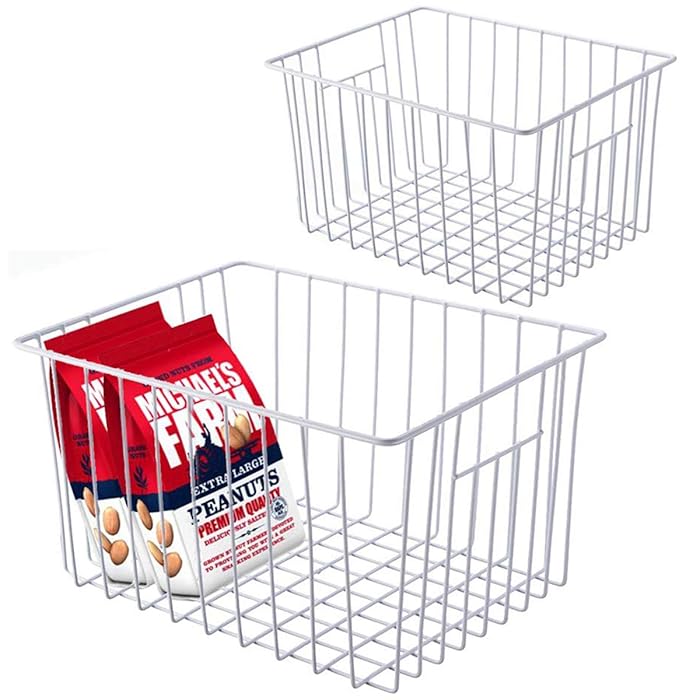 Buy GCAT Freezer Organizer Bins Wire Storage Baskets with Handles, Metal Upright Freezer Baskets