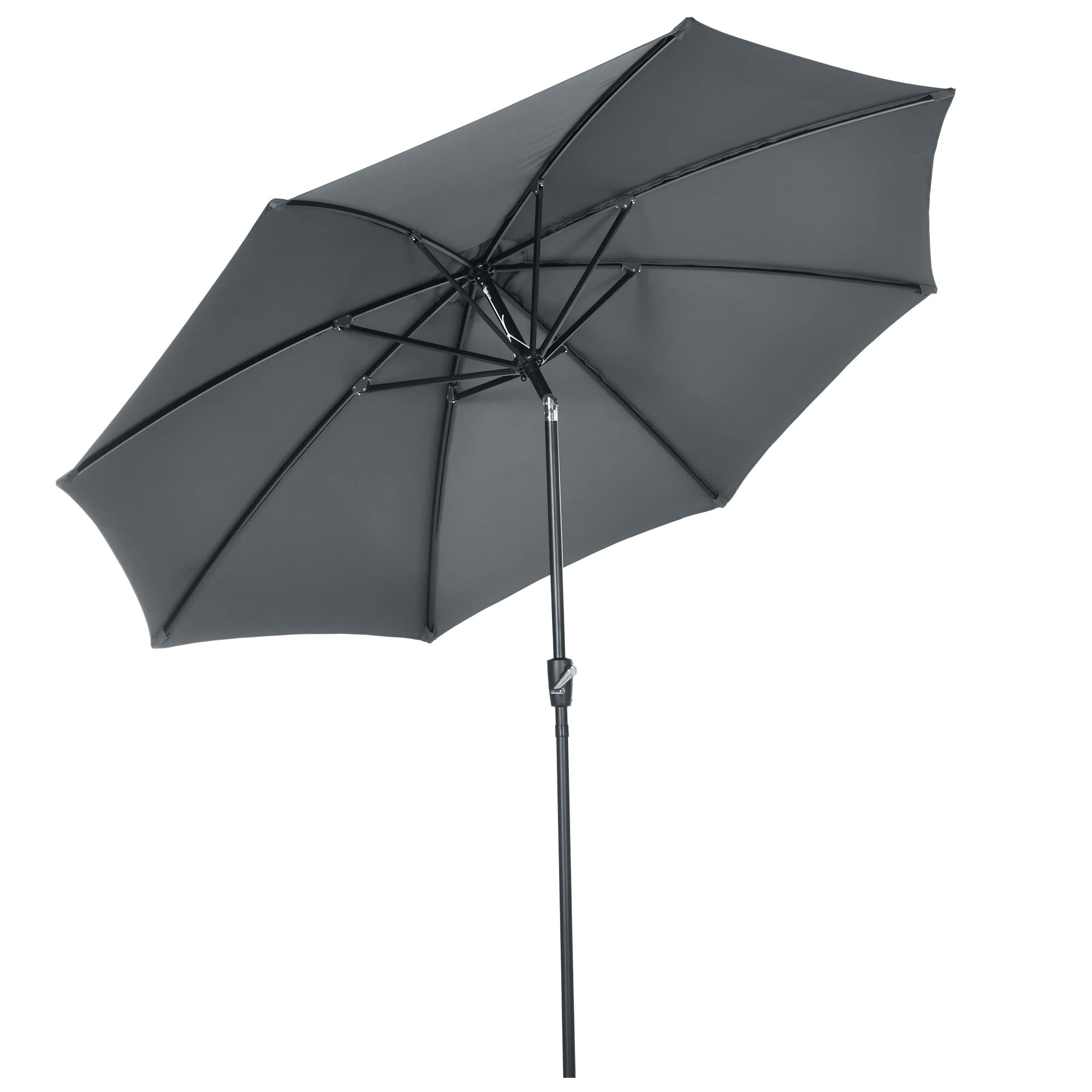 Outsunny Sombrilla de Jardín Ø300x252 cm Parasol de Terraza con Manivela Techo Inclinable y 8 Varillas de Metal para Patio Balcón Exterior