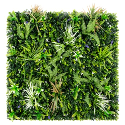 Image of M.J COMFY-LIFE Artificial Hedge Plant Panels 100 x 100cm Grass Plant Wall Panels Green Privacy Living Wall Fence Screening Home Garden Spring Leaf Backdrop for Indoor Outdoor (Type E)