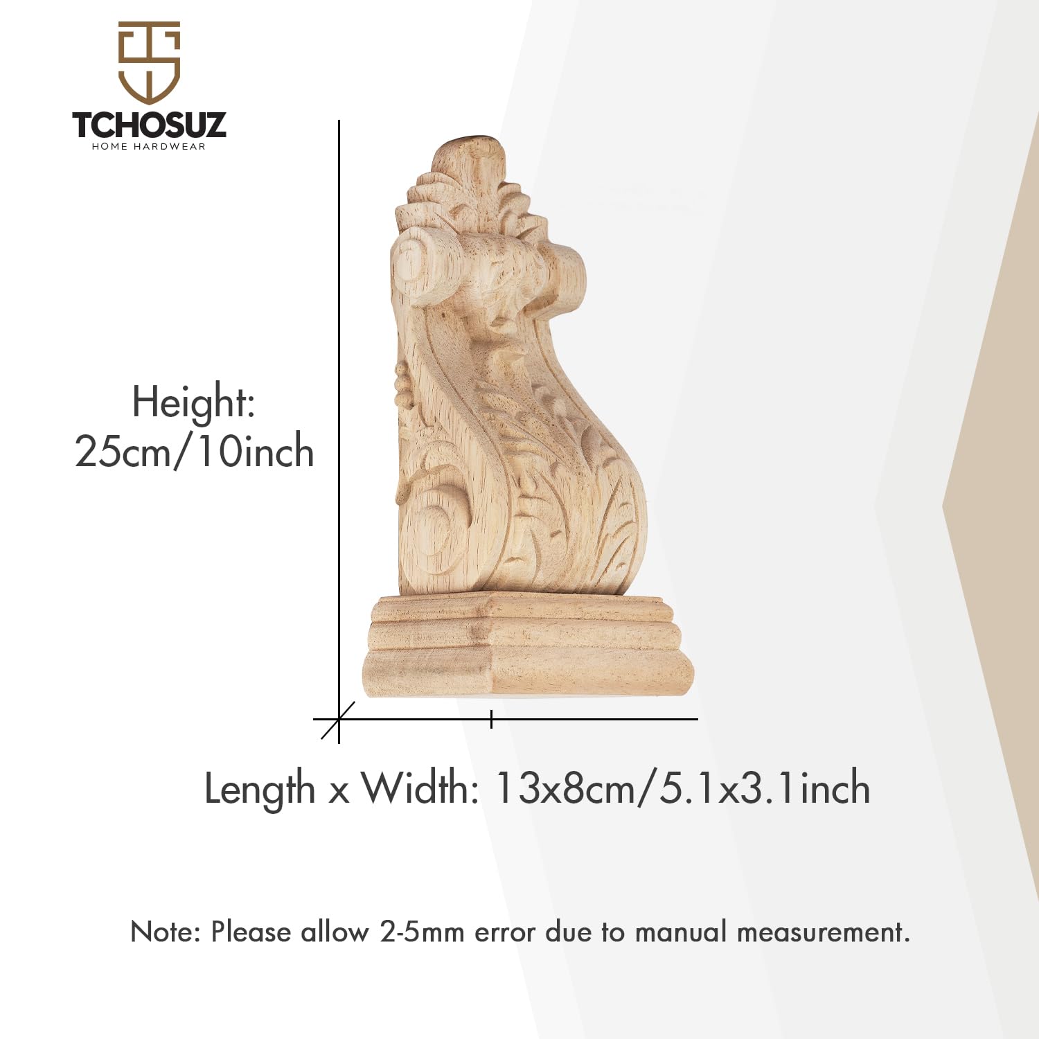 TCHOSUZ 5 inch-W 3 inch-D 10 inch-H Wood Carved Corbels - Image 2