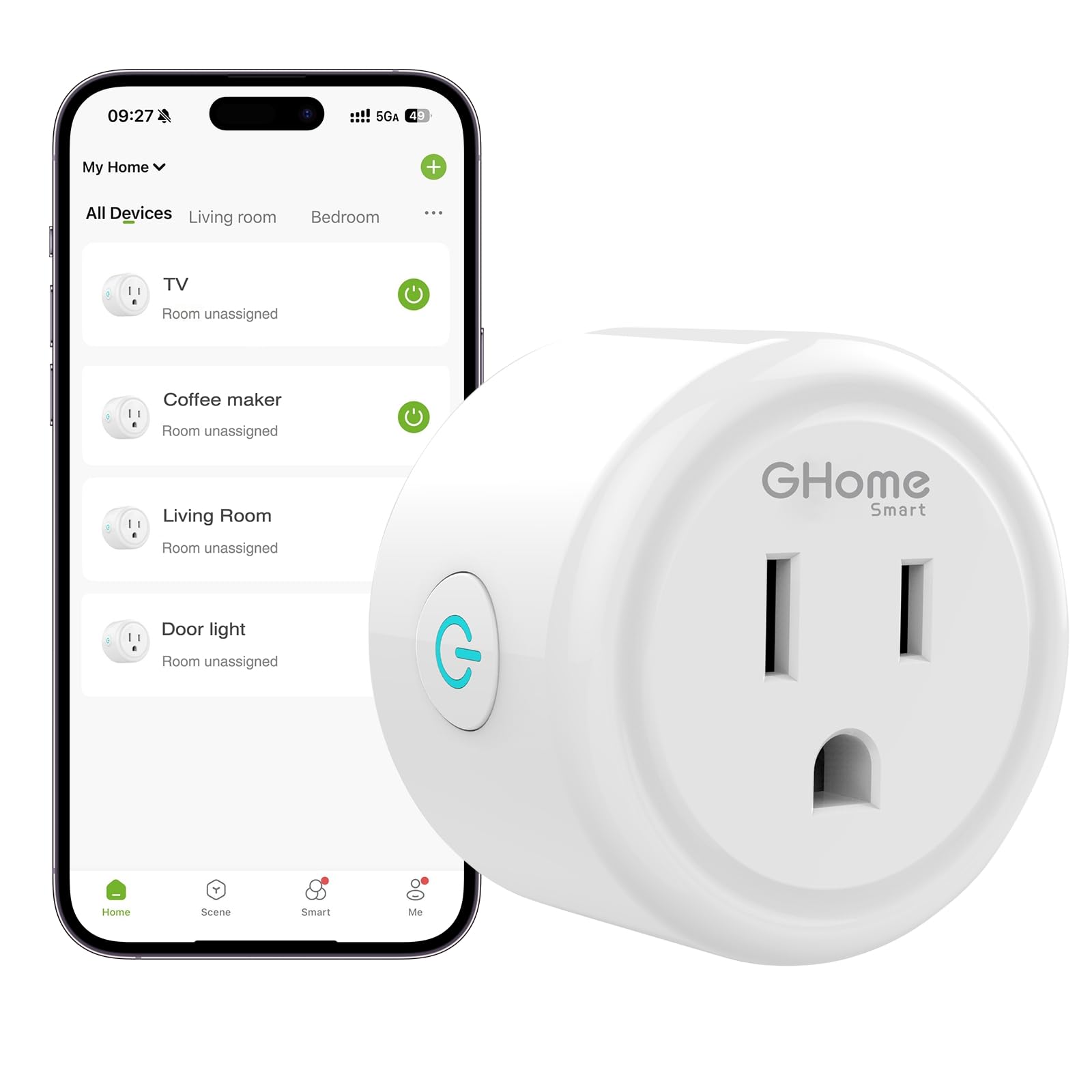 GHome Smart Plug Mini WiFi Smart Outlet Plug Compatible with Alexa and Google Home Timer Outlet with APP