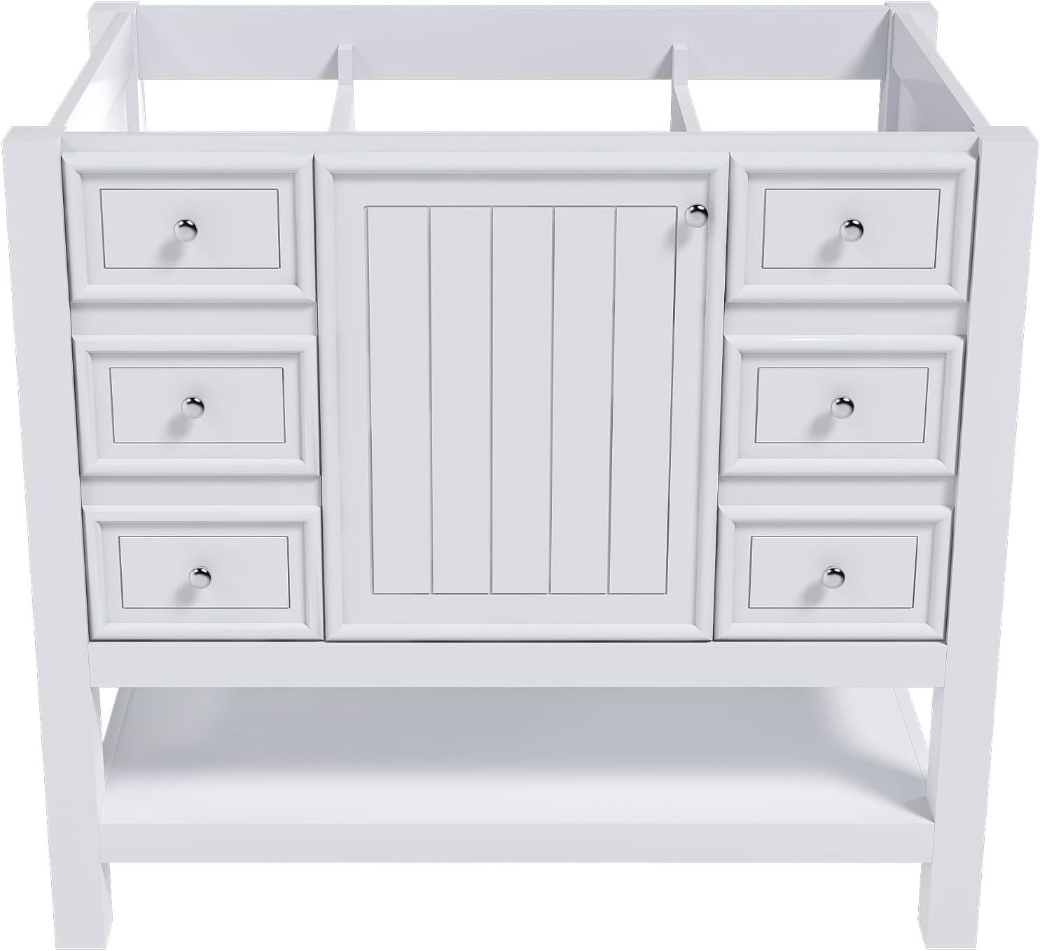 Montary 36" Bathroom Vanity Without Sink, Modern Stylish White Bathroom Storage Cabinet MDF, Freestanding Vanity with One Cabinet and Three Drawers, White (NOT Include Sink)