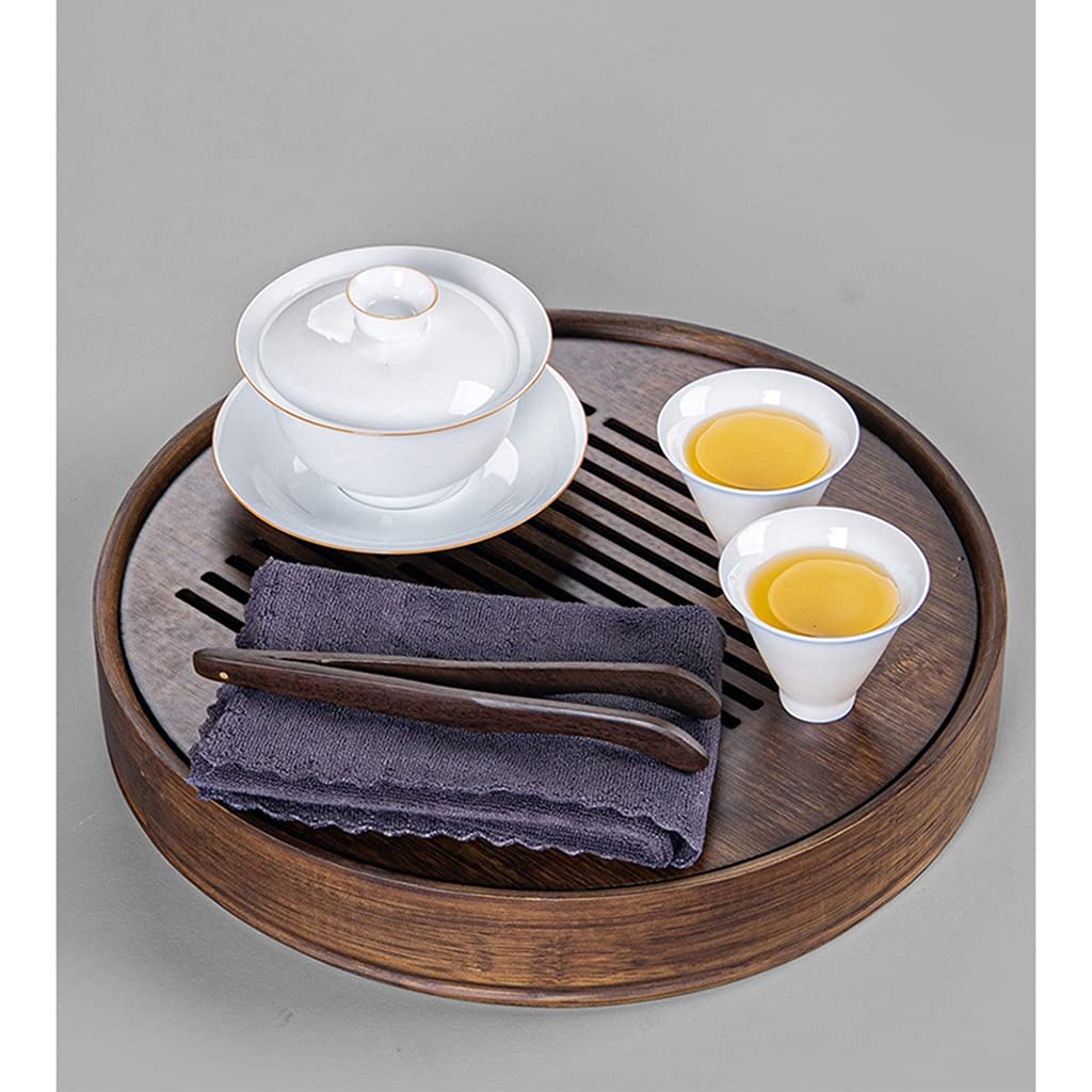 Forme Ronde Bambou de Qualité Plateau a Thé, Mini Table de Service Plaques Stockage de L'eau de Drainage Kung Fu Plateau a Thé pour Teahouse Domicile Bureau (Size : 25 * 25 * 5cm)