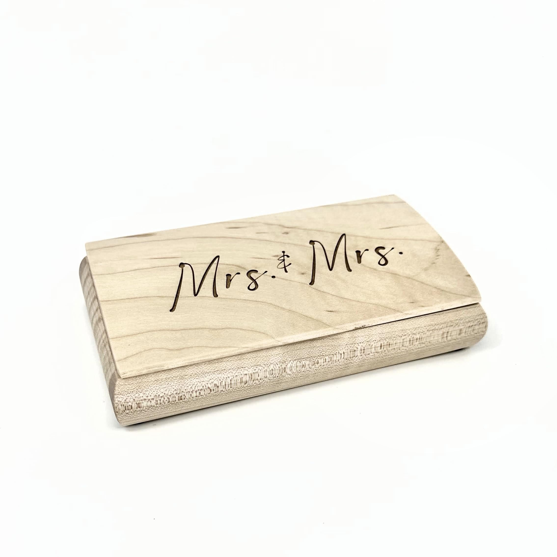 Mikutowski Woodworking Caja de recuerdos de madera para recién casados, regalo de aniversario o inauguración de la casa para parejas gay, hecha a mano en los Estados Unidos, USA-08MRSMRS