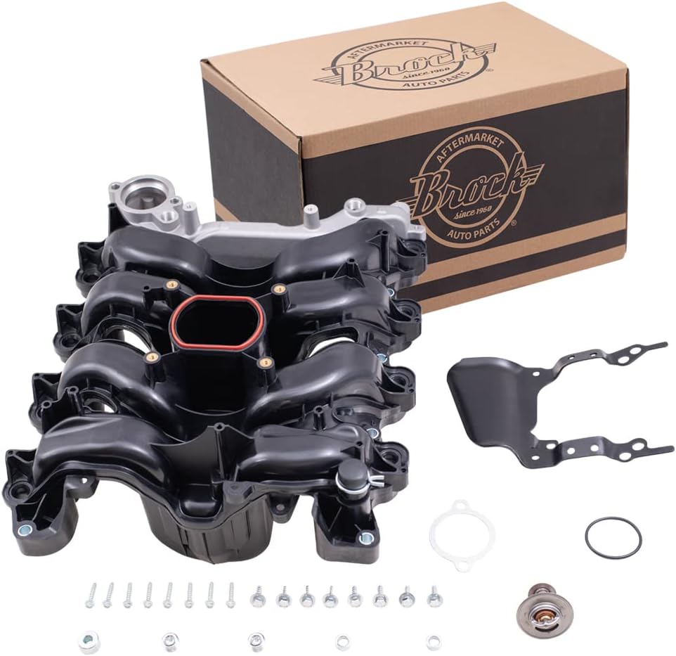 Brock Replacement Intake Manifold with Thermostat Upgraded Design Compatible with 2001-2011 Ford Crown Victoria