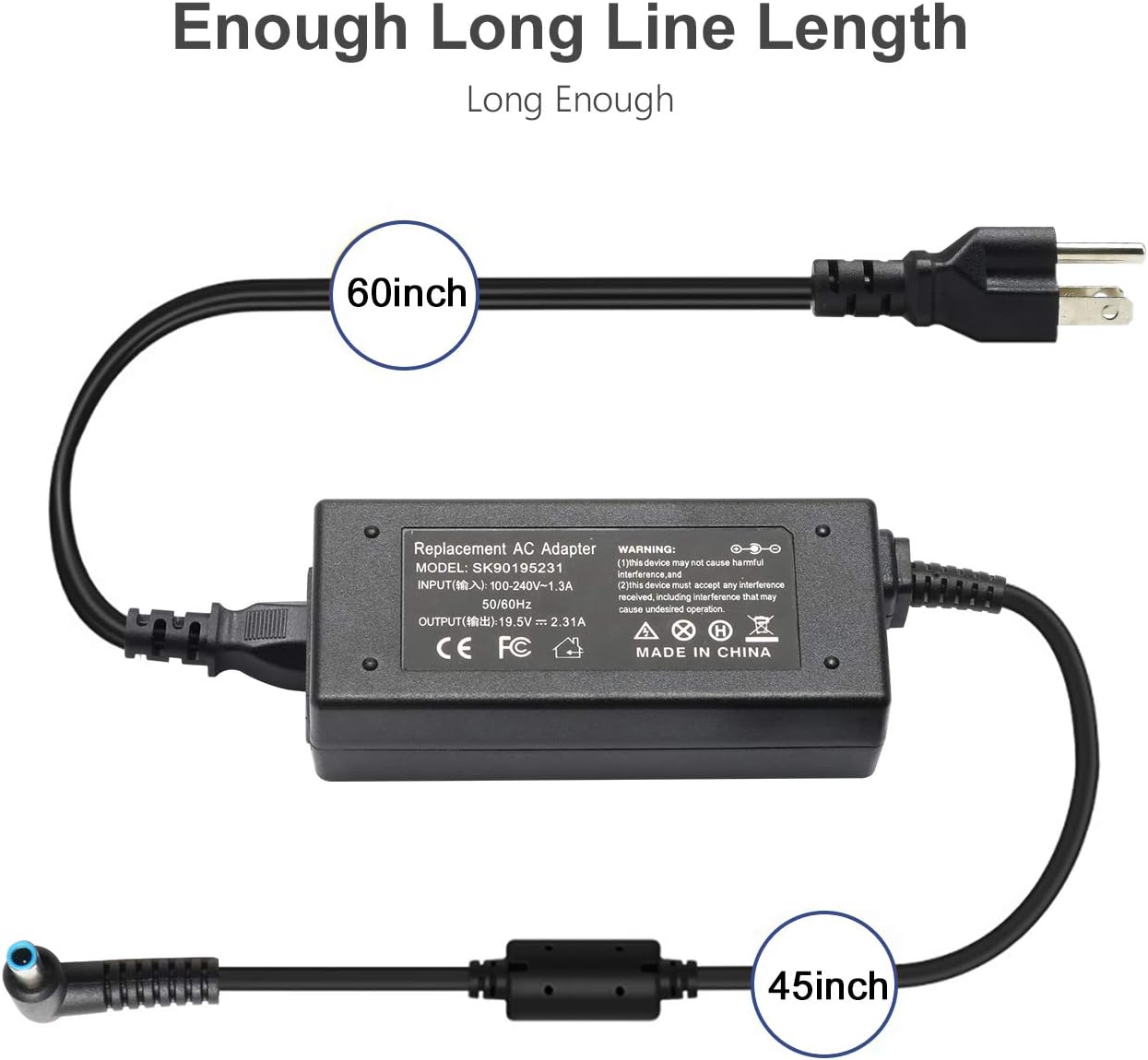 Always-On Safe, 45W Blue Tip Charger for HP Laptop Model 14 image 3