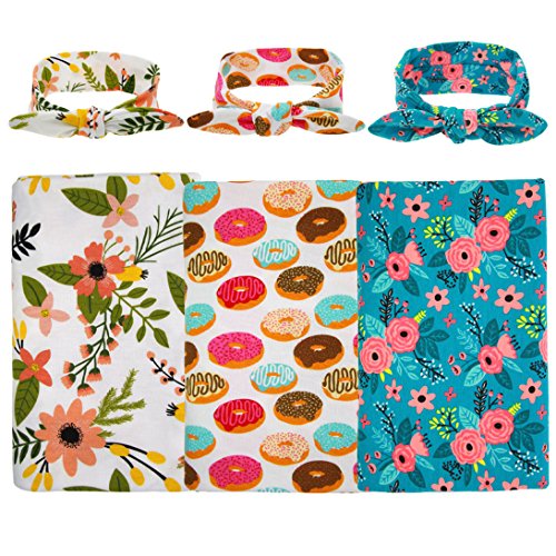 Ufraky Baby Swaddle Blanket Bedding Cover Headband Set Newborn Photography Props (Style 1) #TOP4
