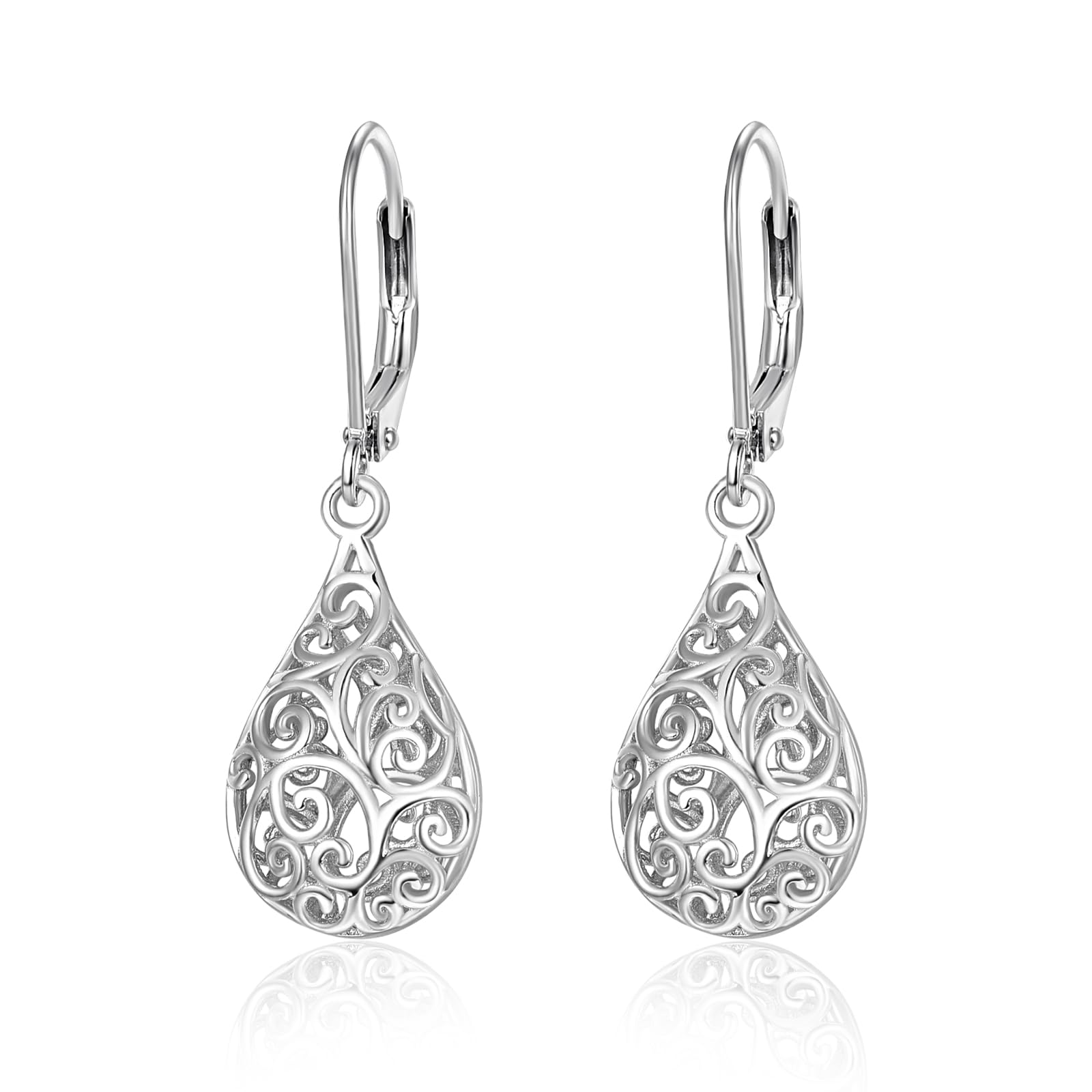 Orecchini a forma di goccia con pietra portafortuna, da donna, alla moda, in argento Sterling 925, ipoallergenici, gioielli in filigrana a goccia
