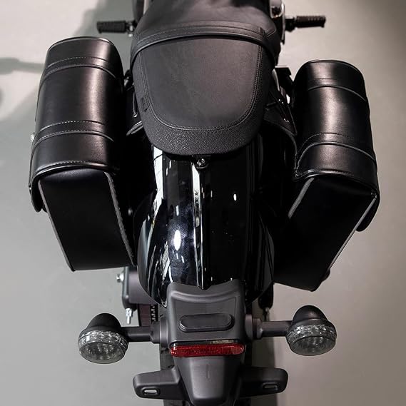 Motorcycle Tail Bag for Benelli Mini 150S – Leather Side Pannier, Motorcycle Tool Bag Backpack, Storage & Tank Bags, Easy Install Rear Storage Bag,A