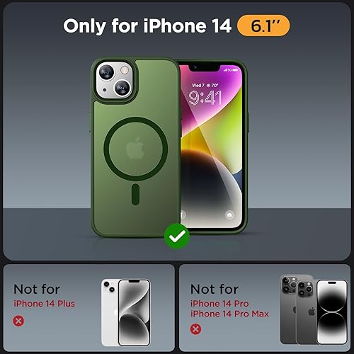 Miniatura 230 de Miracase - Funda magnética para iPhone 13 de 6.1 pulgadas (compatible con MagSafe) (con 2 protectores de pantalla), protección de grado militar