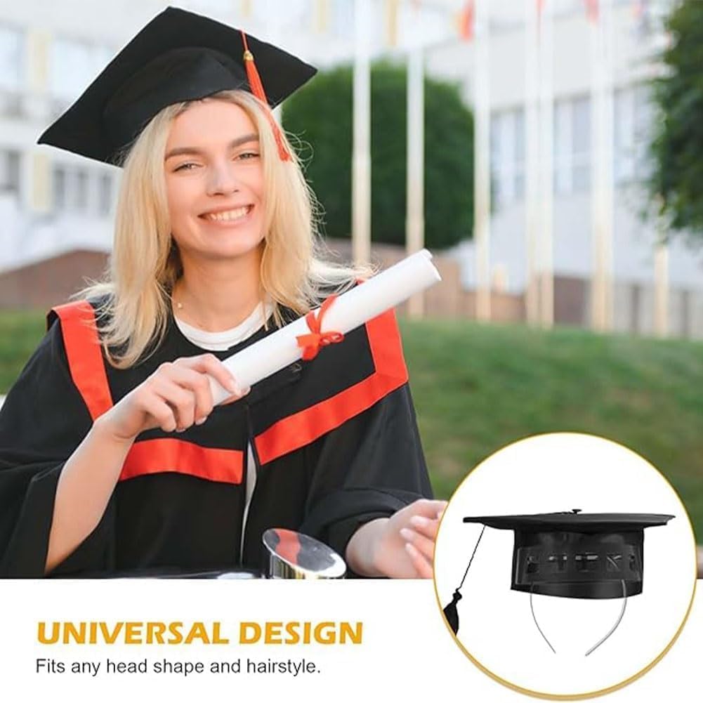 Graduation Cap Headband—2025 Adjustable Grad Cap Headband Remix Secure Your Caps, Graduation Hat Insert (Black, 1) - Image 2