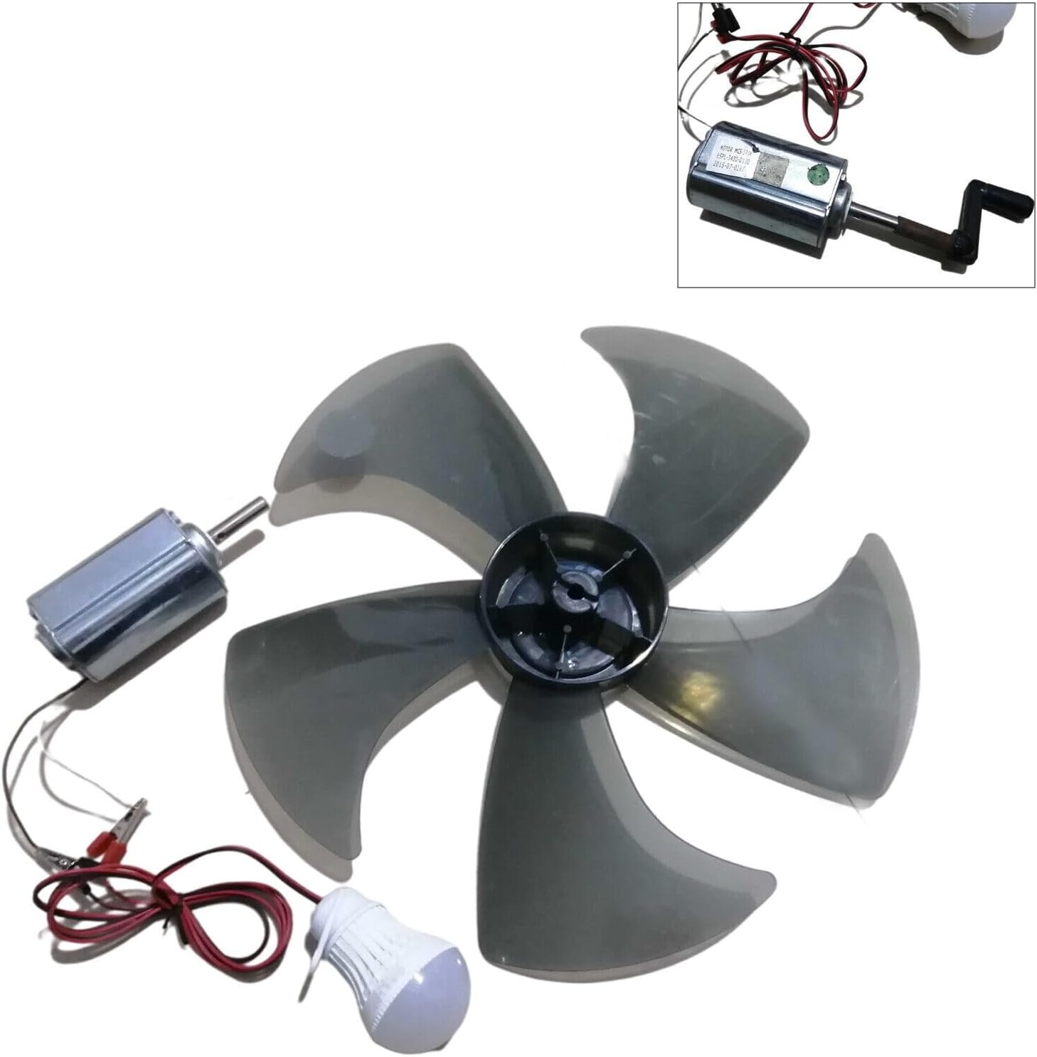 DIY Wind Power Generator 12V 80W Small Permanent Magnet DC Hand Generator High Power with LED Light (Color : Wind Power)