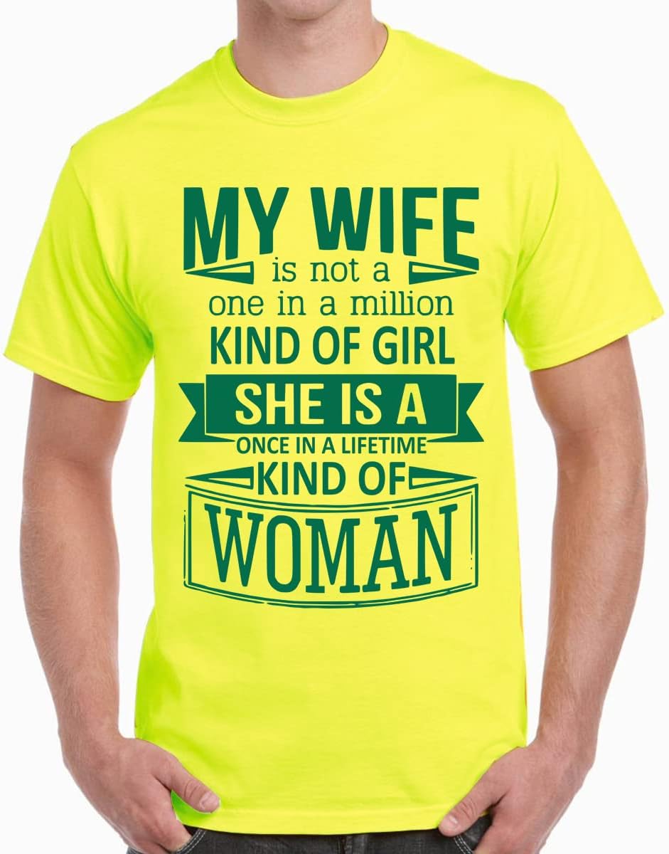 - Men's Cotton Printed T-Shirt -Wife One in Million | 100% Cotton | Half Sleeves | Regular Fit | Printed | Round Neck | Graphic T Shirt