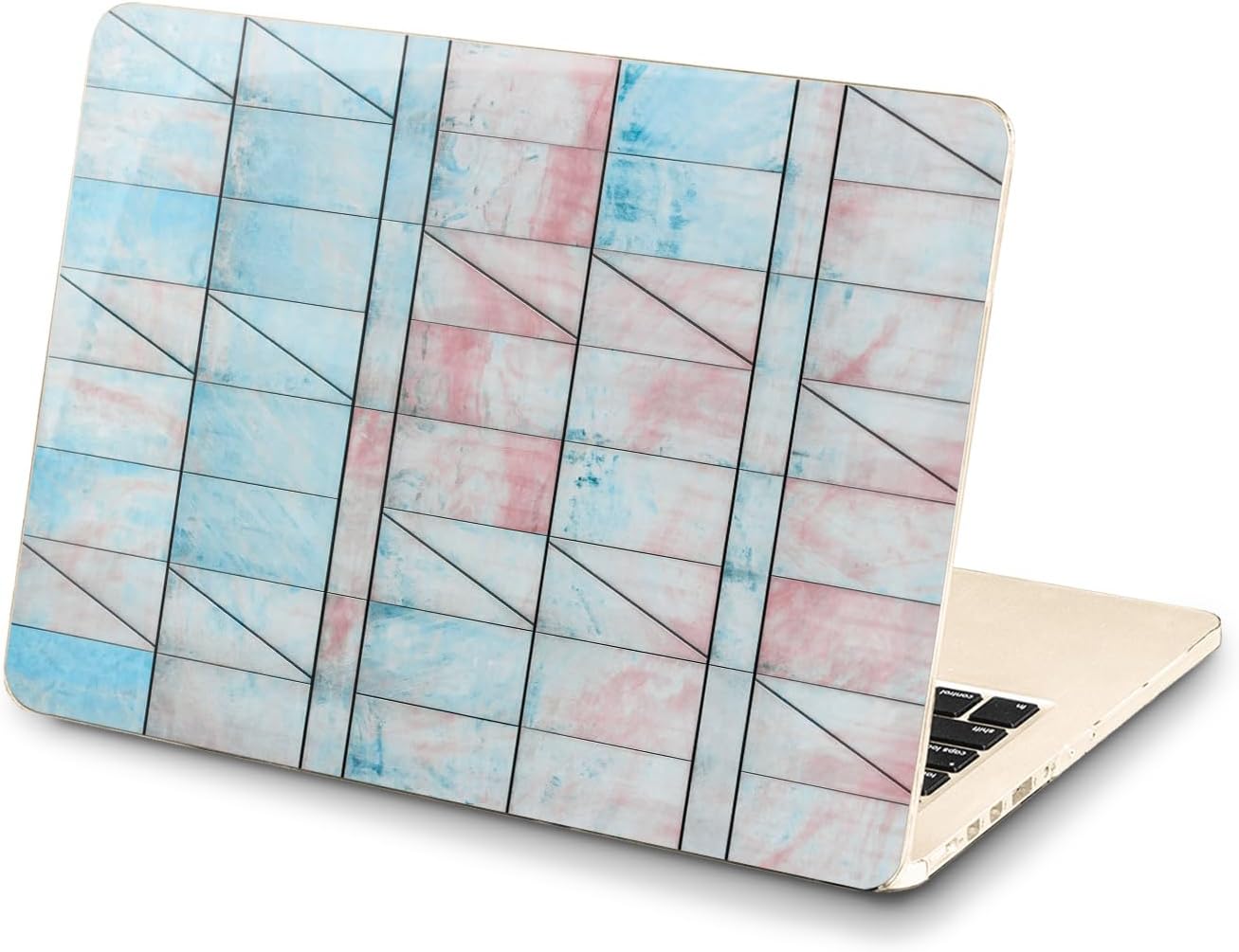 Hard Case Compatible for MacBook Pro 16 14 M3 M2 2023 M1 Pro 13 2022 Air 13 2021 Retina 2020 Mac 11 12 Cover Abstract Painted Geometric Touch Bar Print Marble Tiles Design Blue t0285