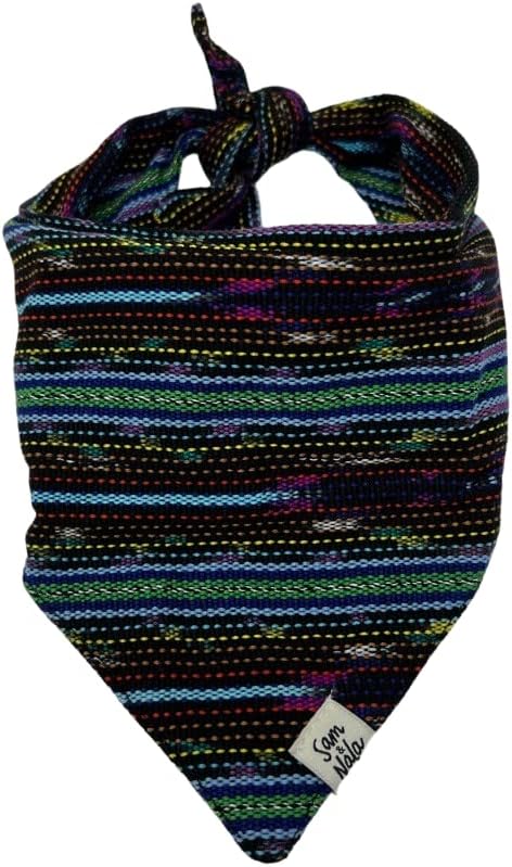 Sam & Nala Dog Bandana, Handmade in Guatemala for Large, Medium and Small Dogs, Each Piece is Uniquely Woven Like Your Pup, Double-Layered Custom-Cut, Washing Machine Safe (Deep Sea Diving, L)