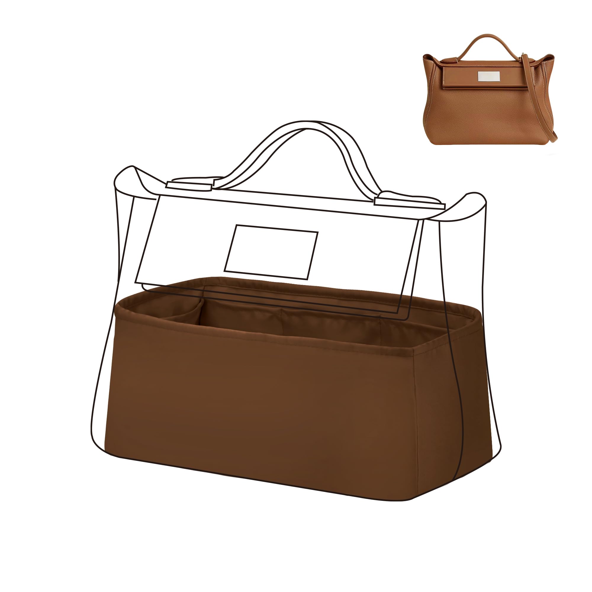 DGAZ Silk Purse Organizer Insert Fits 2424 mini/29/35, Silky Smooth Bag Organizer, Luxury Handbag & Tote Shaper (Gold, 2424-29)